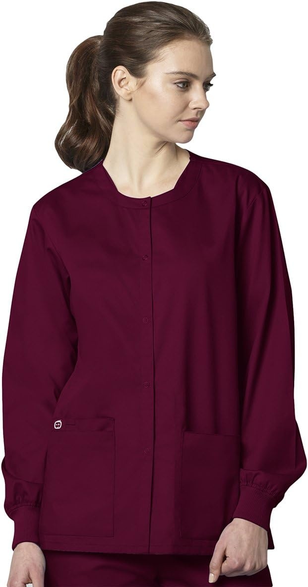 image:imageWonderWink Unisex Adult Unisex Snap Front JacketWine