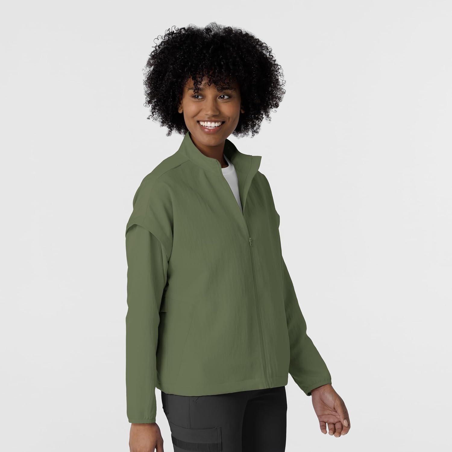 image:imageWonderWink Womens Womens Breezebreaker Scrub JacketOlive