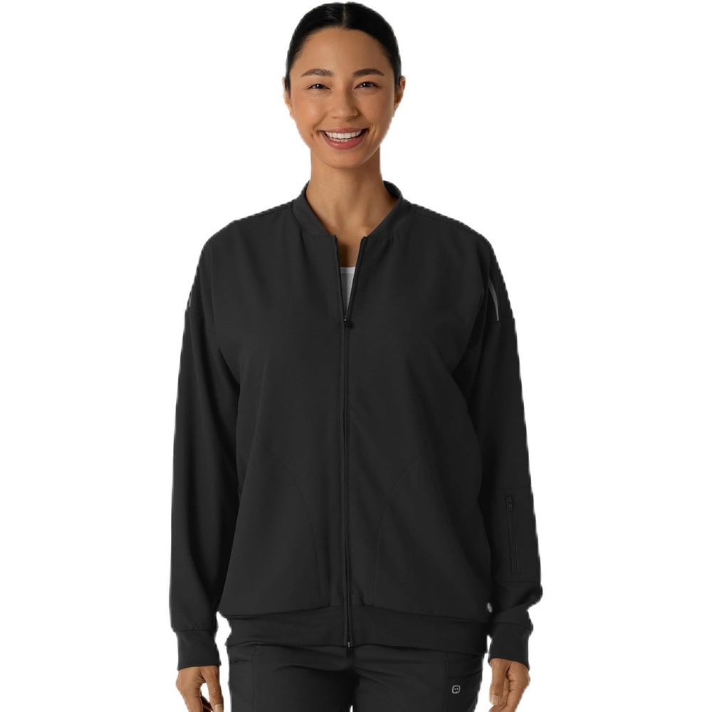image:imageWINK Layers Womens Bomber Scrub JacketBlack