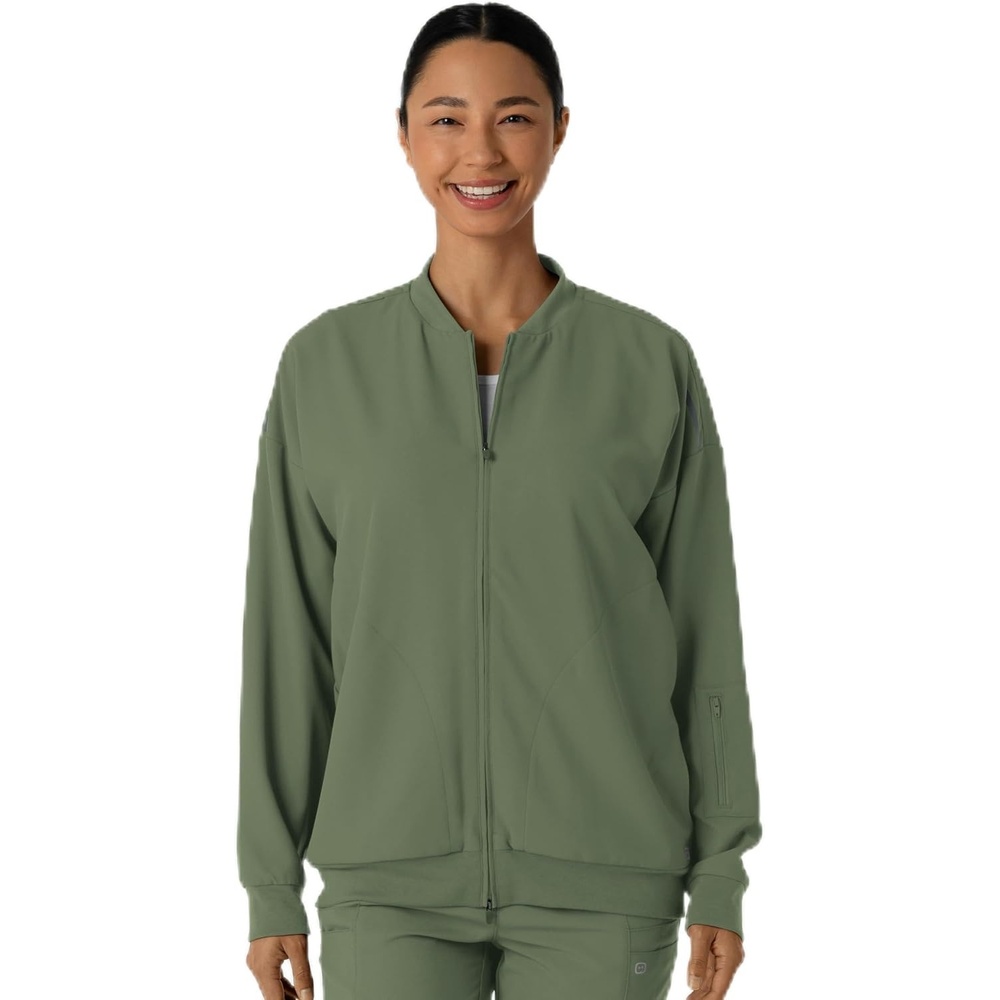 image:imageWINK Layers Womens Bomber Scrub JacketOlive