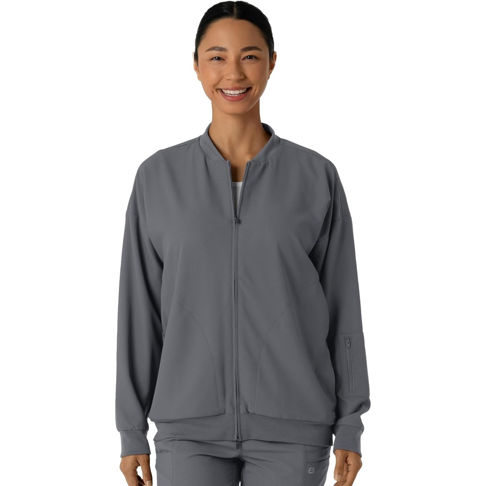 image:imageWINK Layers Womens Bomber Scrub JacketPewter