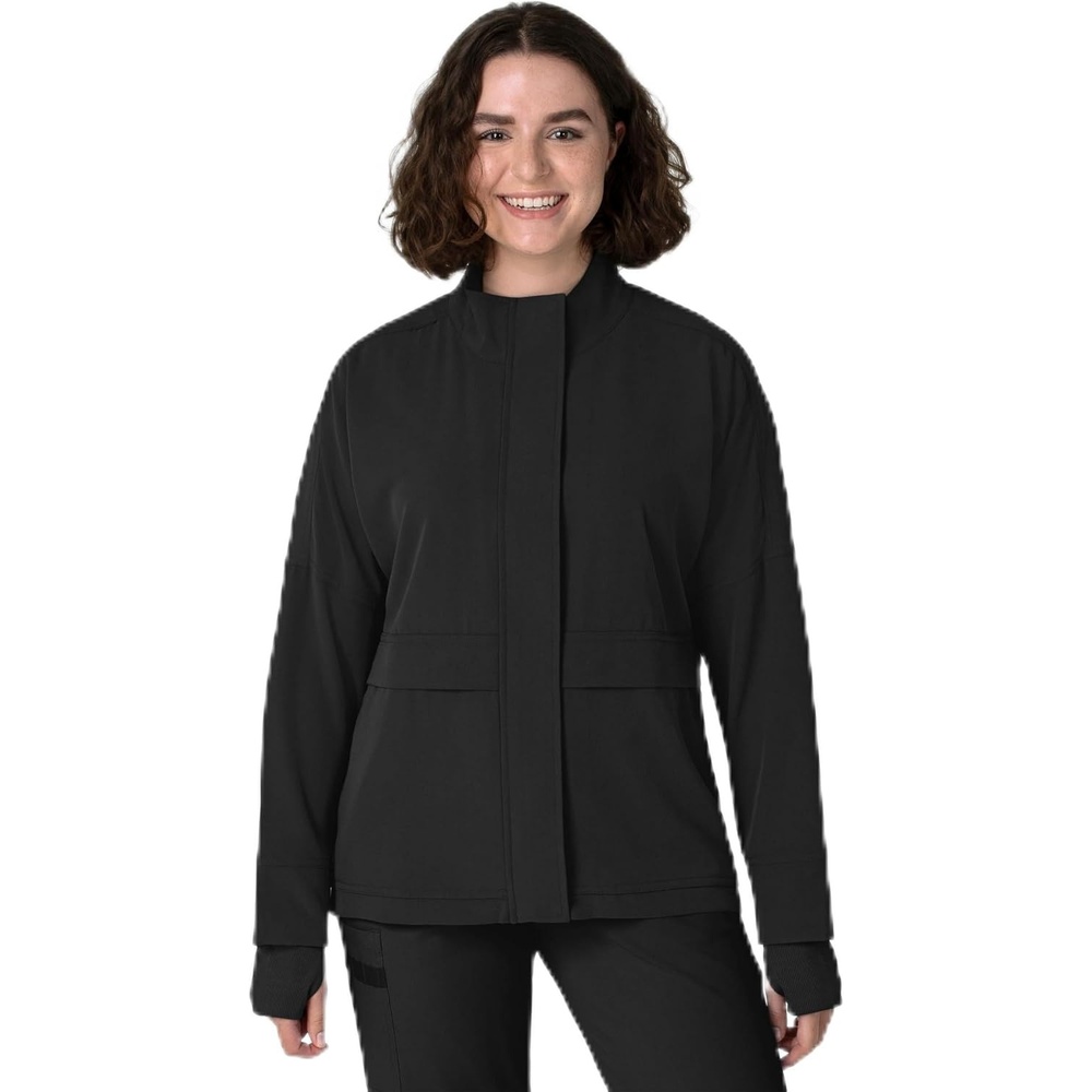 image:imageWINK Layers Womens Germs Happen Packable Scrub JacketBlack
