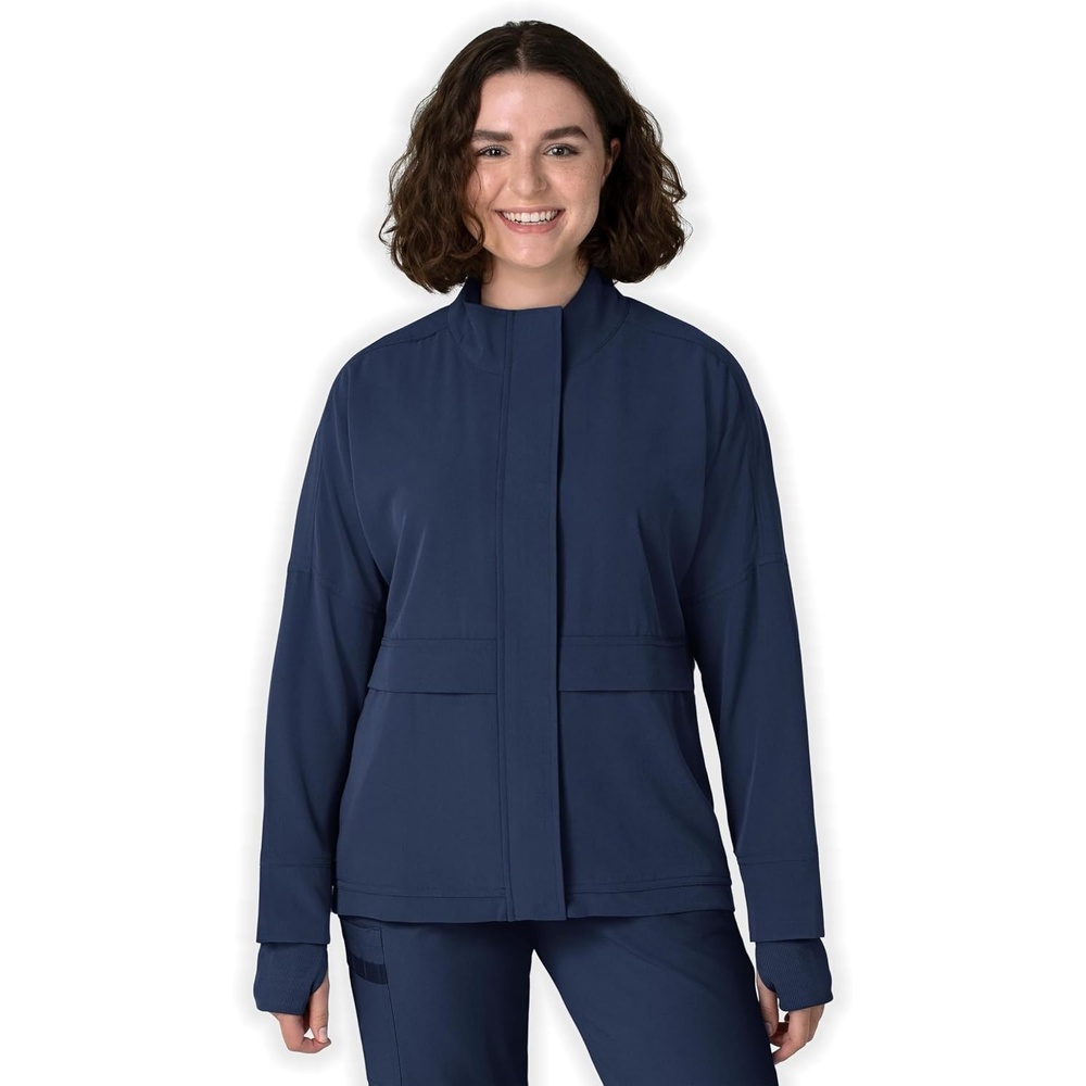 image:imageWINK Layers Womens Germs Happen Packable Scrub JacketNavy