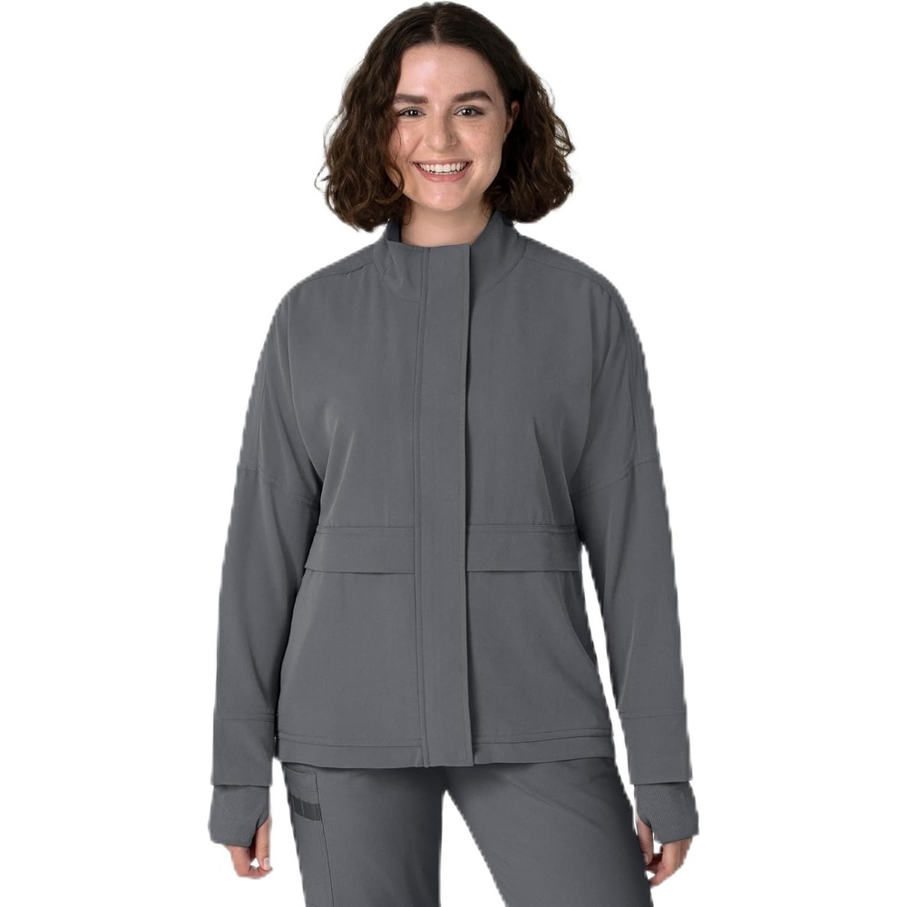 image:imageWINK Layers Womens Germs Happen Packable Scrub JacketPewter