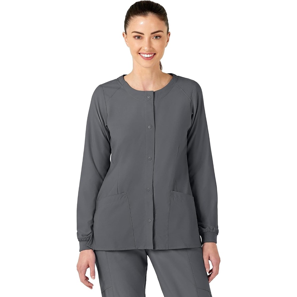 image:imageWINK W123 Womens Crew Neck Warm Up Jacket Pewter XL