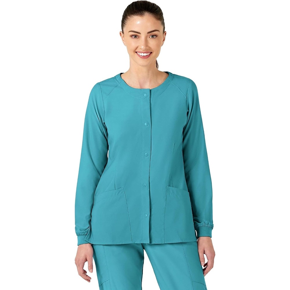 image:imageWink W123 Womens Crew Neck Warm Up JacketTeal Blue