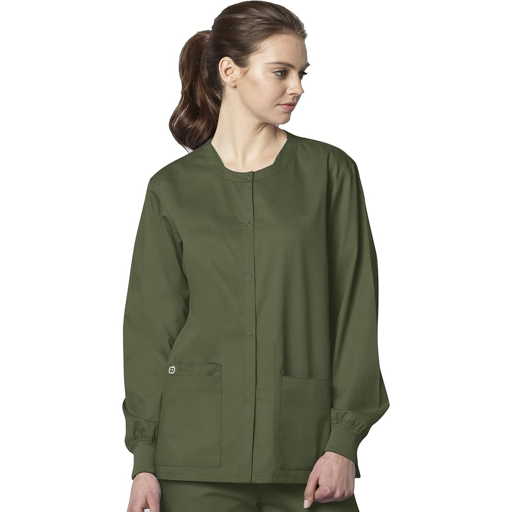 image:imageWonderWink Unisex Adult Unisex Snap Front JacketOlive