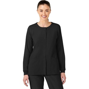 WINK W123 Women’s Crew Neck Warm Up Jacket, Black, XL