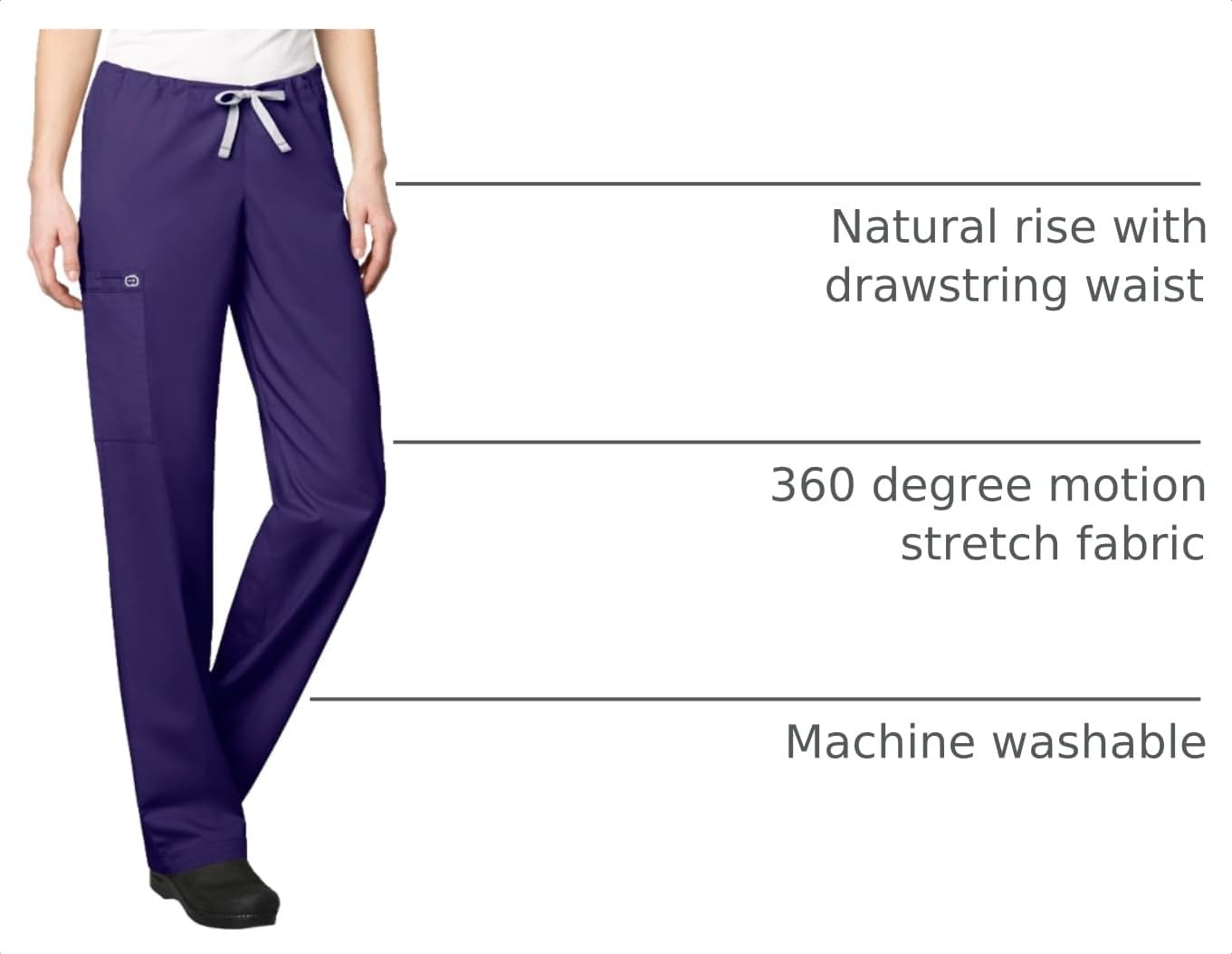 image:imageWink WonderWORK Unisex Drawstring Cargo Scrub PantGrape