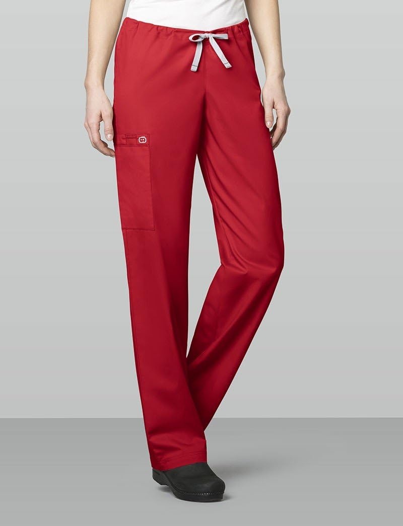 image:imageWink WonderWORK Unisex Drawstring Cargo Scrub PantRed