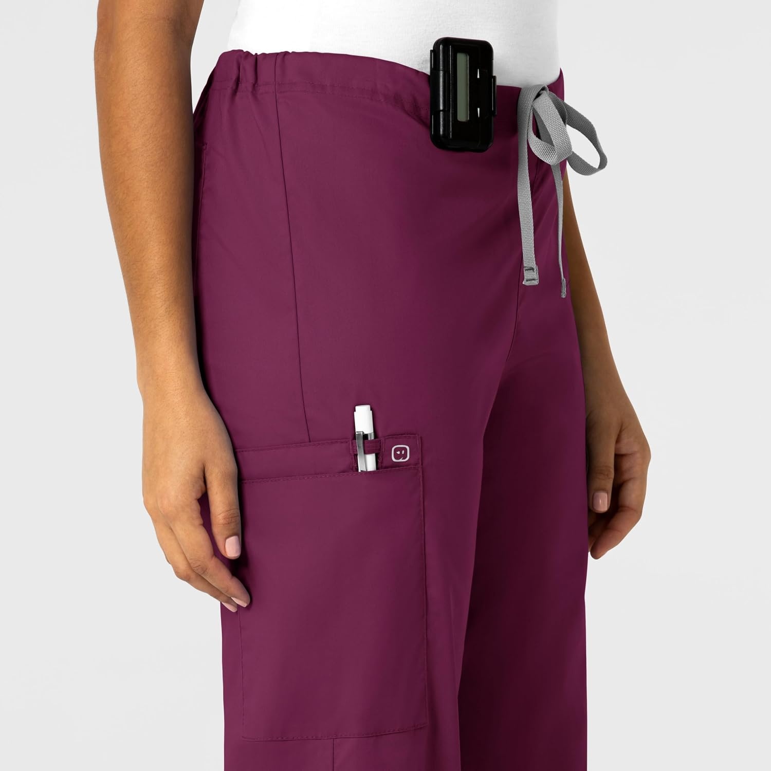 image:imageWink WonderWORK Unisex Drawstring Cargo Scrub PantWine