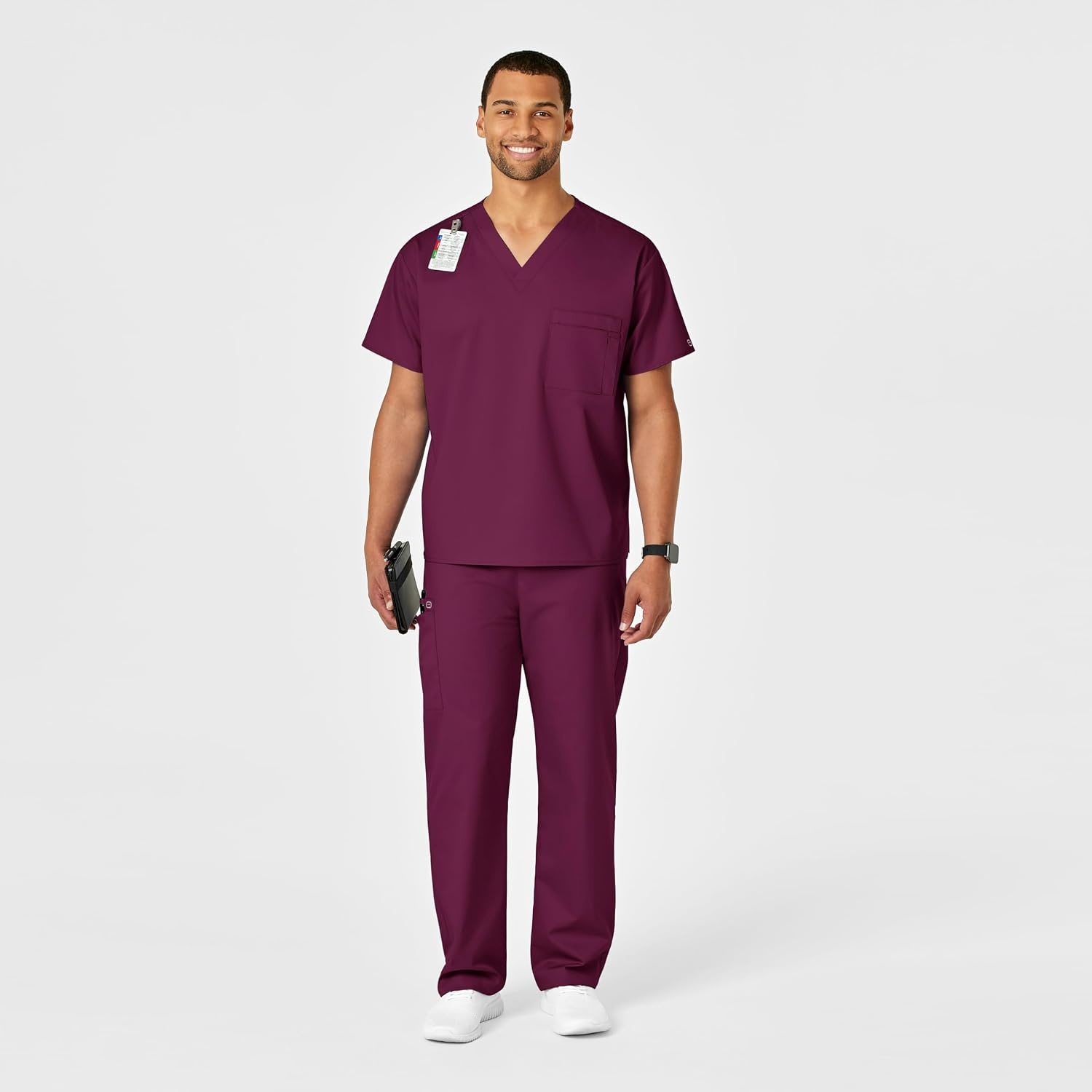 image:imageWink WonderWORK Unisex Drawstring Cargo Scrub PantWine