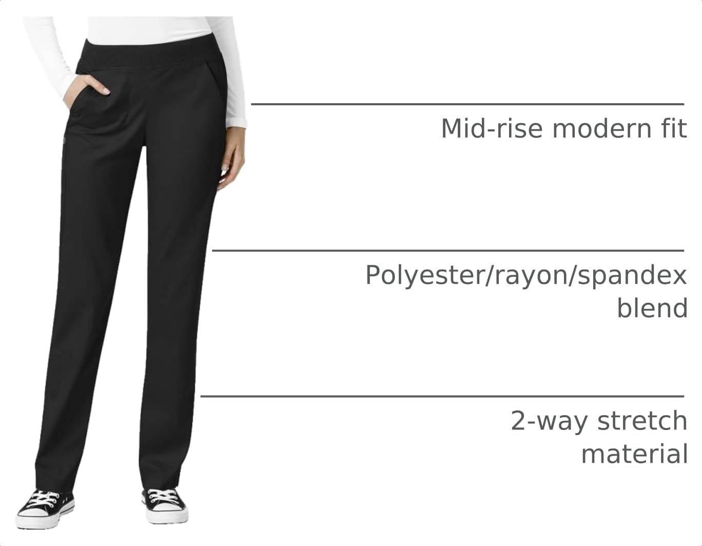 image:imageWonderWink Womens Womens Knit Waist Cargo Scrub PantBlack