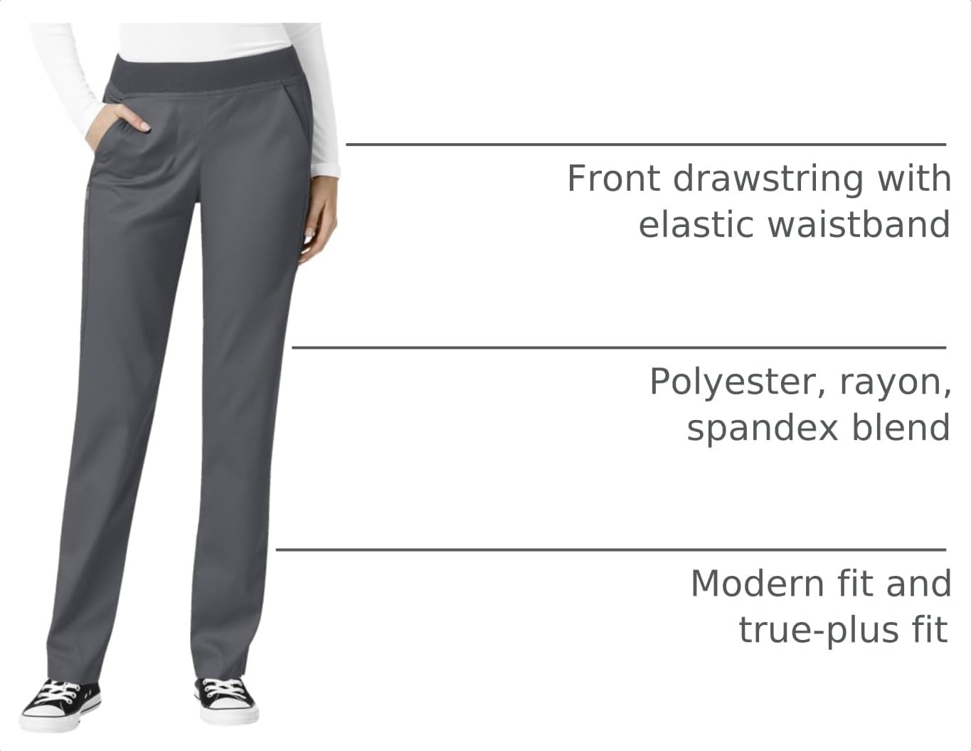 image:imageWonderWink Womens Womens Knit Waist Cargo Scrub PantPewter