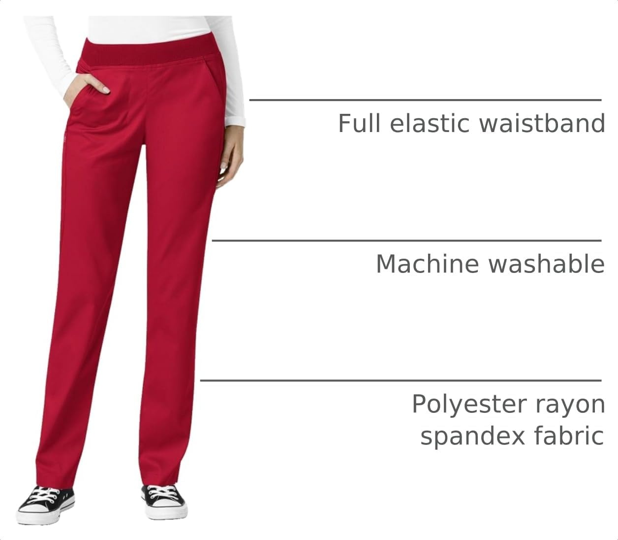 image:imageWonderWink Womens Womens Knit Waist Cargo Scrub PantRed