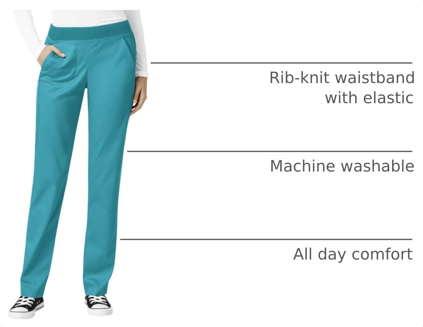 image:imageWonderWink Womens Womens Knit Waist Cargo Scrub PantTeal Blue