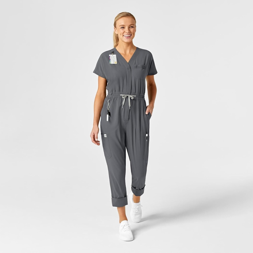 image:imageWINK RENEW Womens Cargo Jogger Scrub JumpsuitPewter