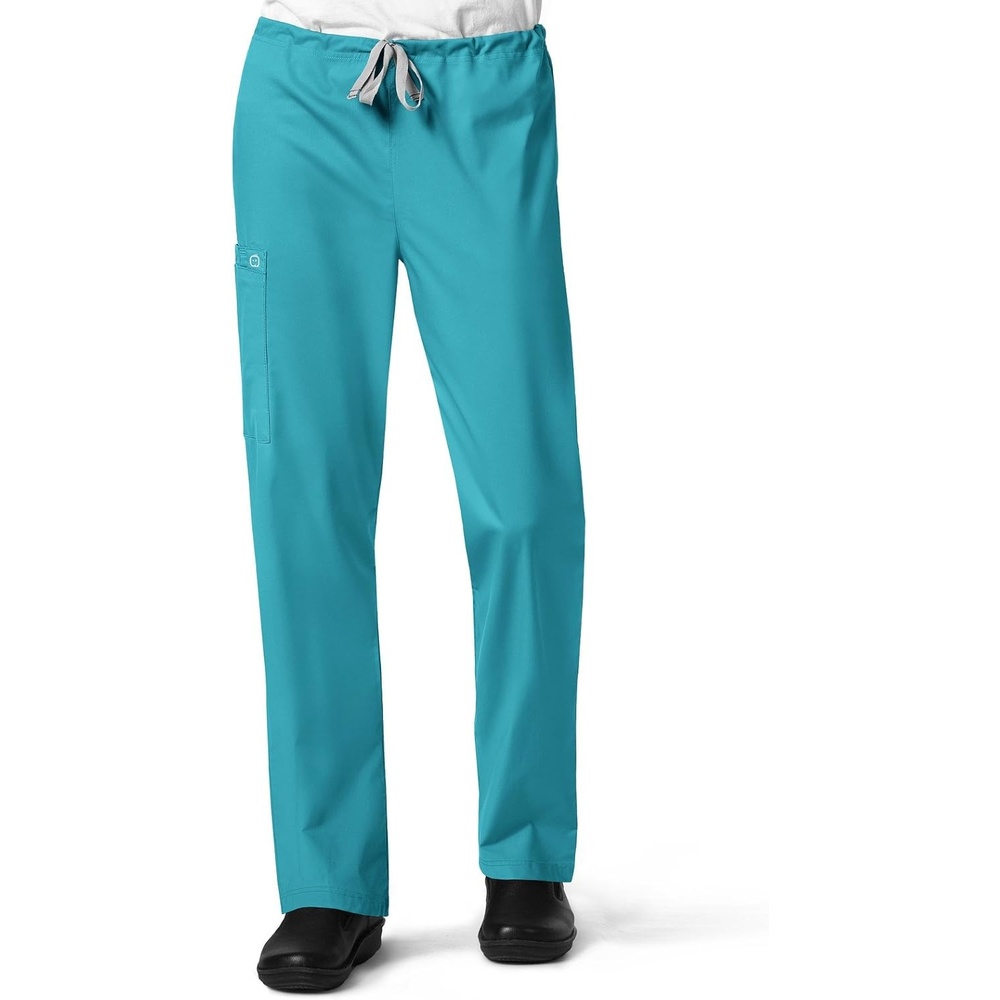 image:imageWink WonderWORK Unisex Drawstring Cargo Scrub PantTeal Blue