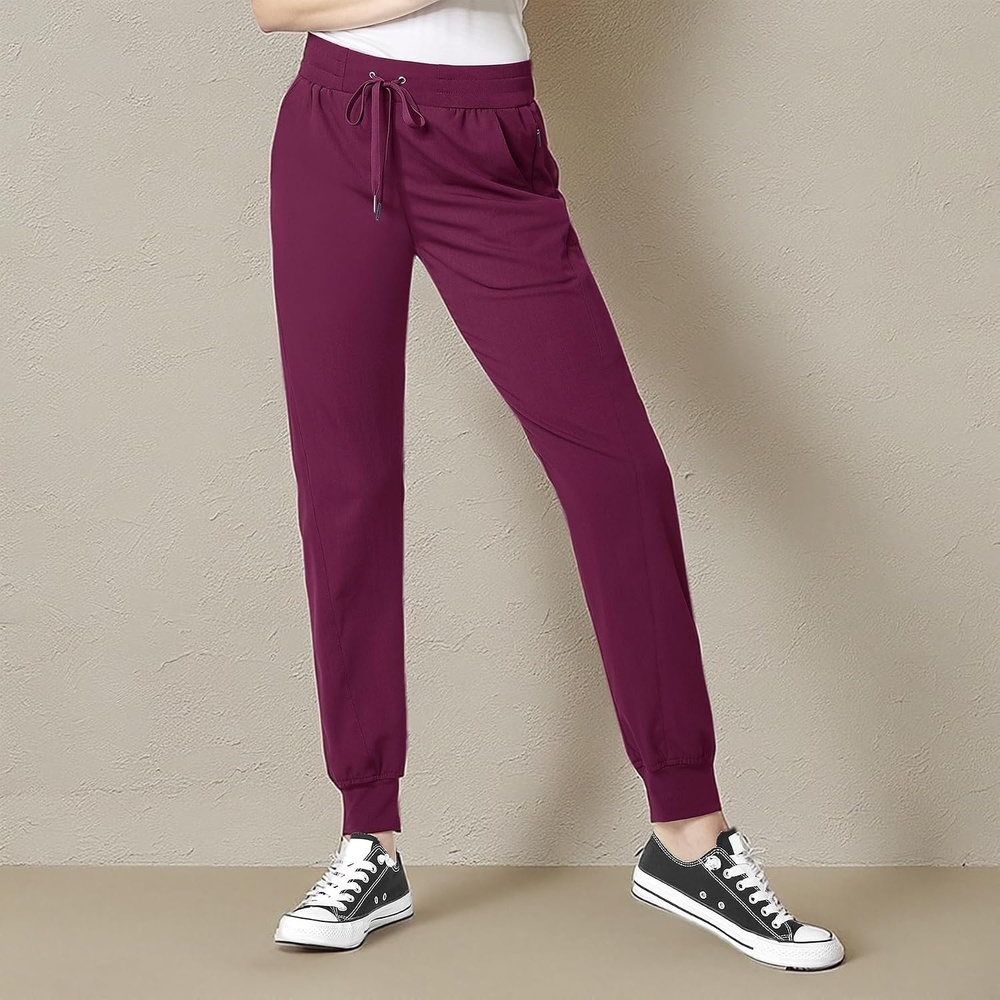 image:imageWonderWink womens Womens Cargo Jogger Medical Scrubs Pants Wine XXSmall US
