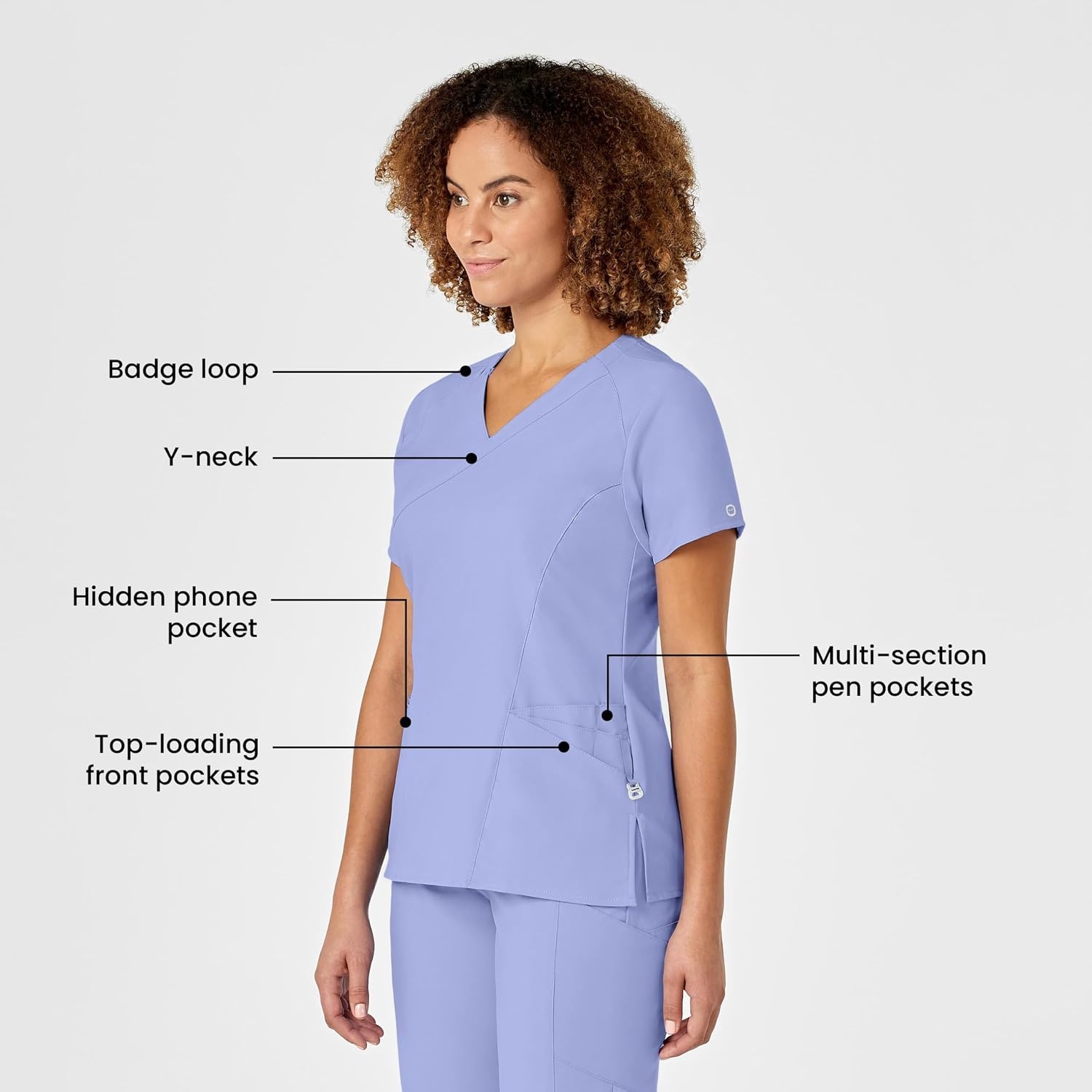 image:imageWINK Renew Womens Mock Wrap Scrub TopCeil Blue