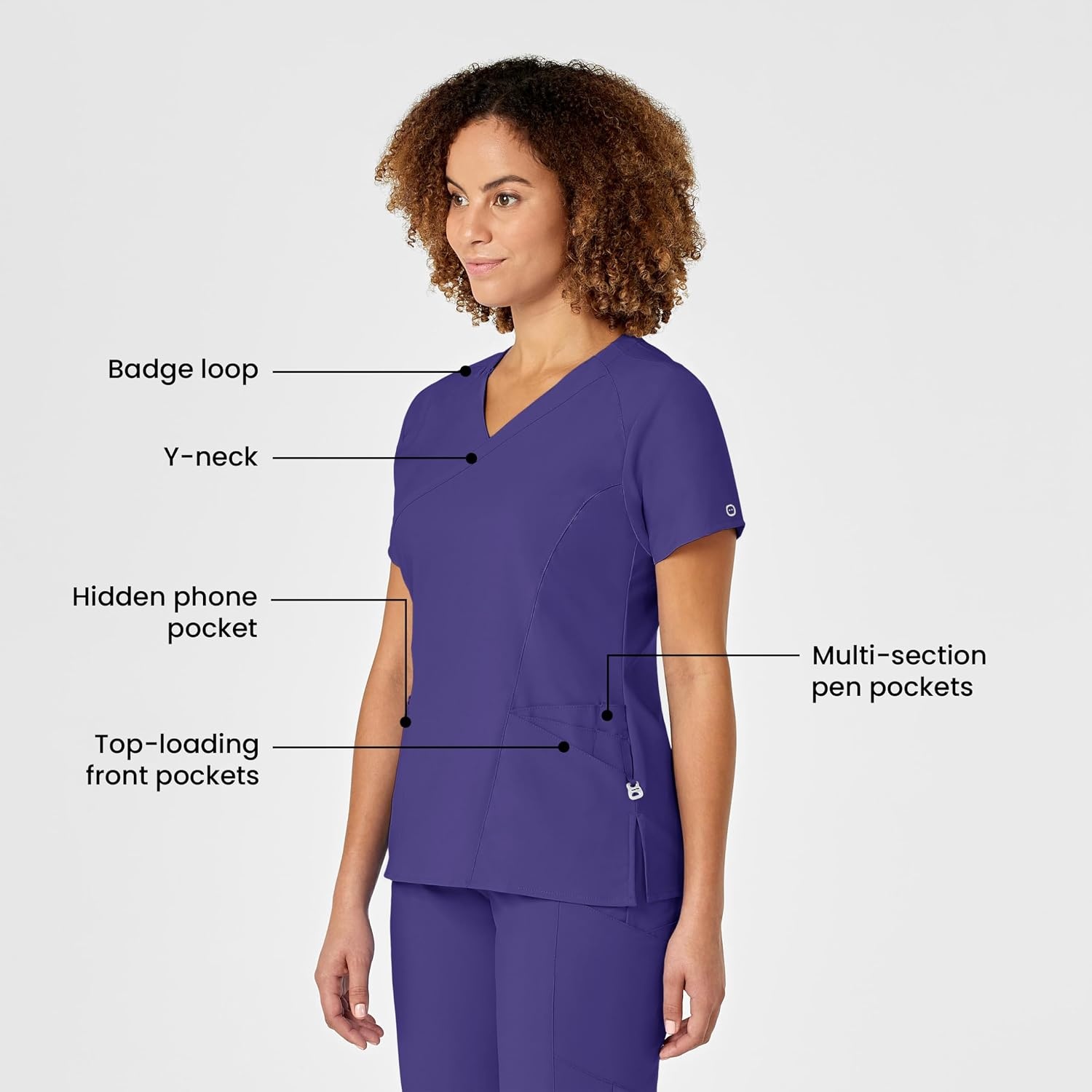 image:imageWINK Renew Womens Mock Wrap Scrub TopGrape
