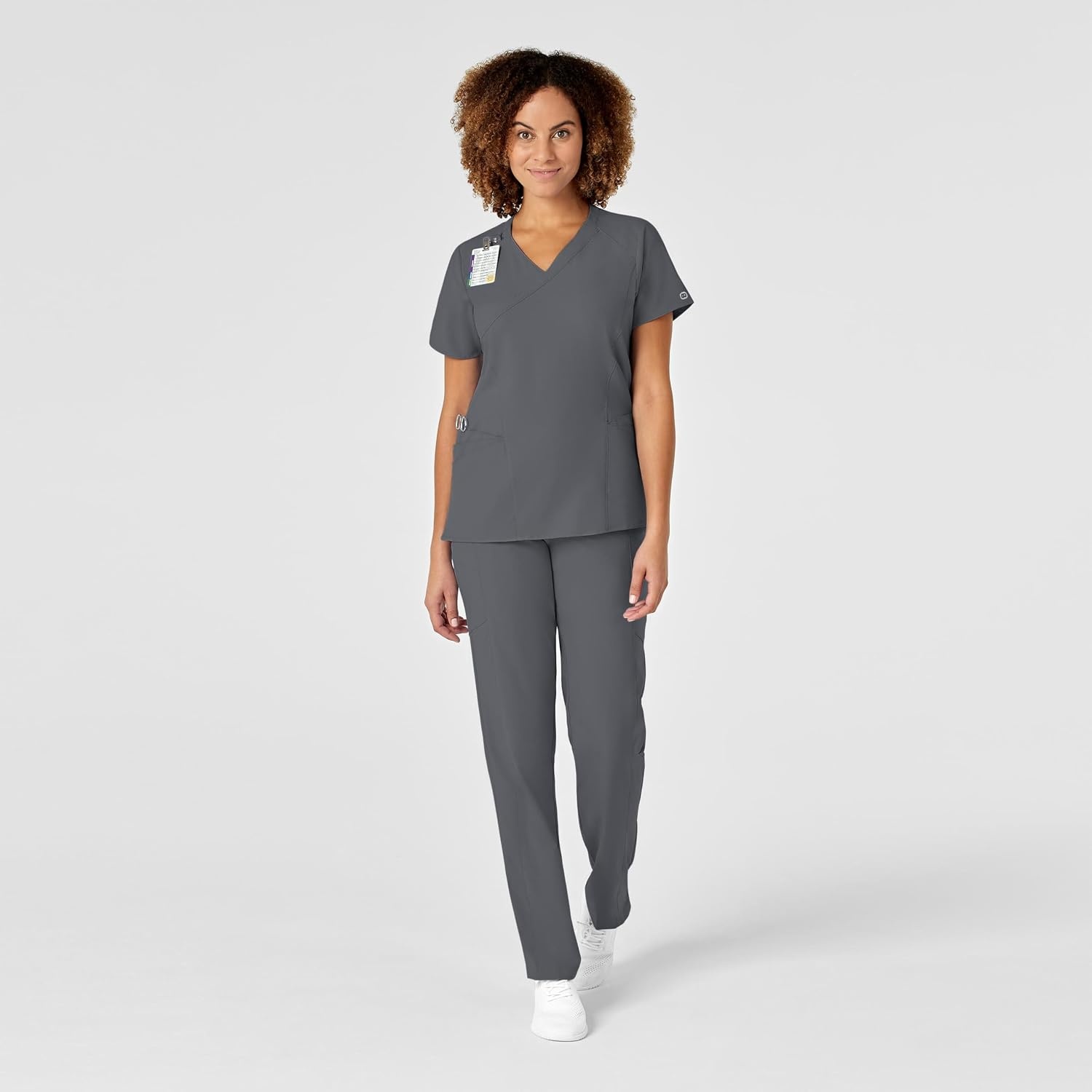 image:imageWINK Renew Womens Mock Wrap Scrub TopPewter