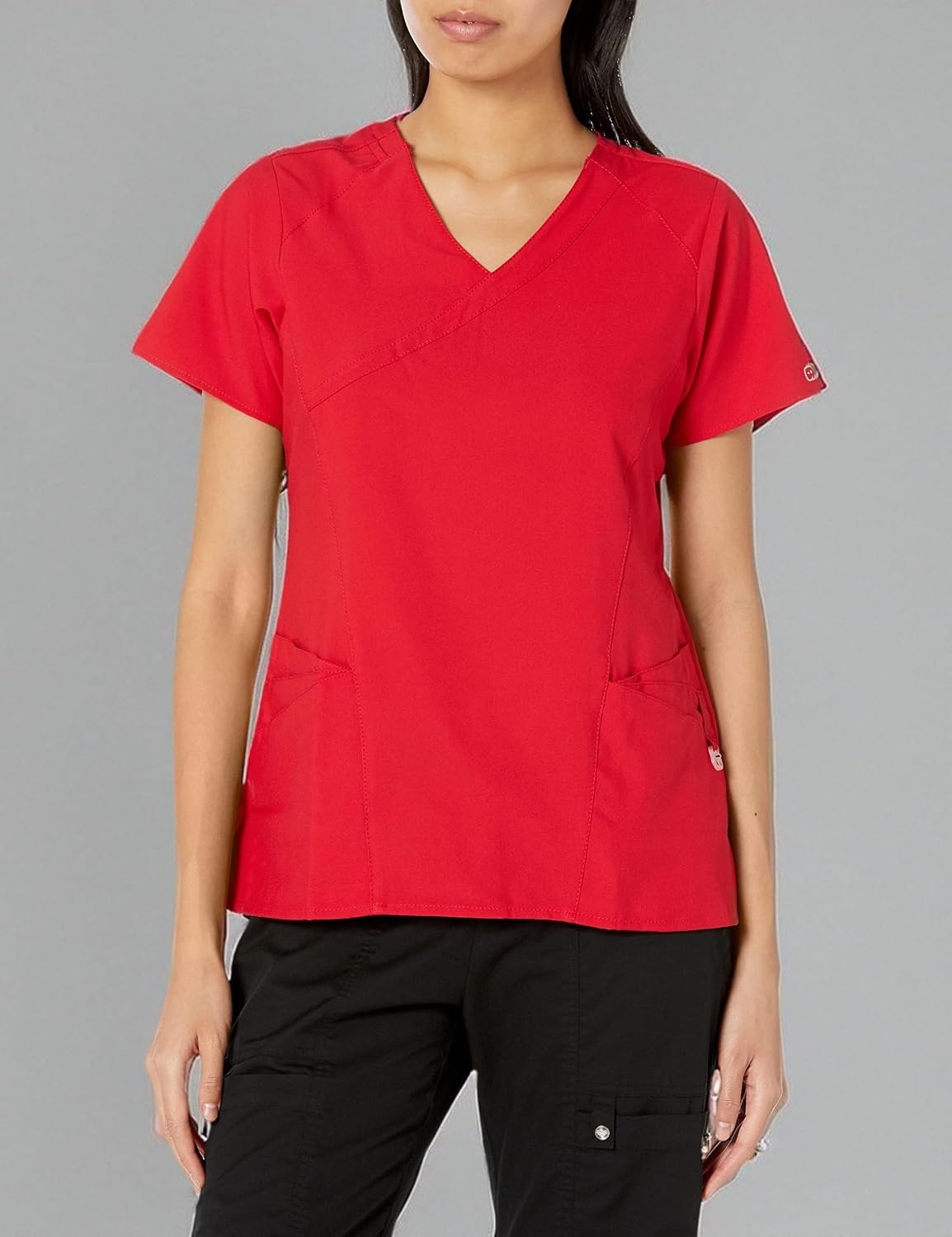 image:imageWINK Renew Womens Mock Wrap Scrub TopRed