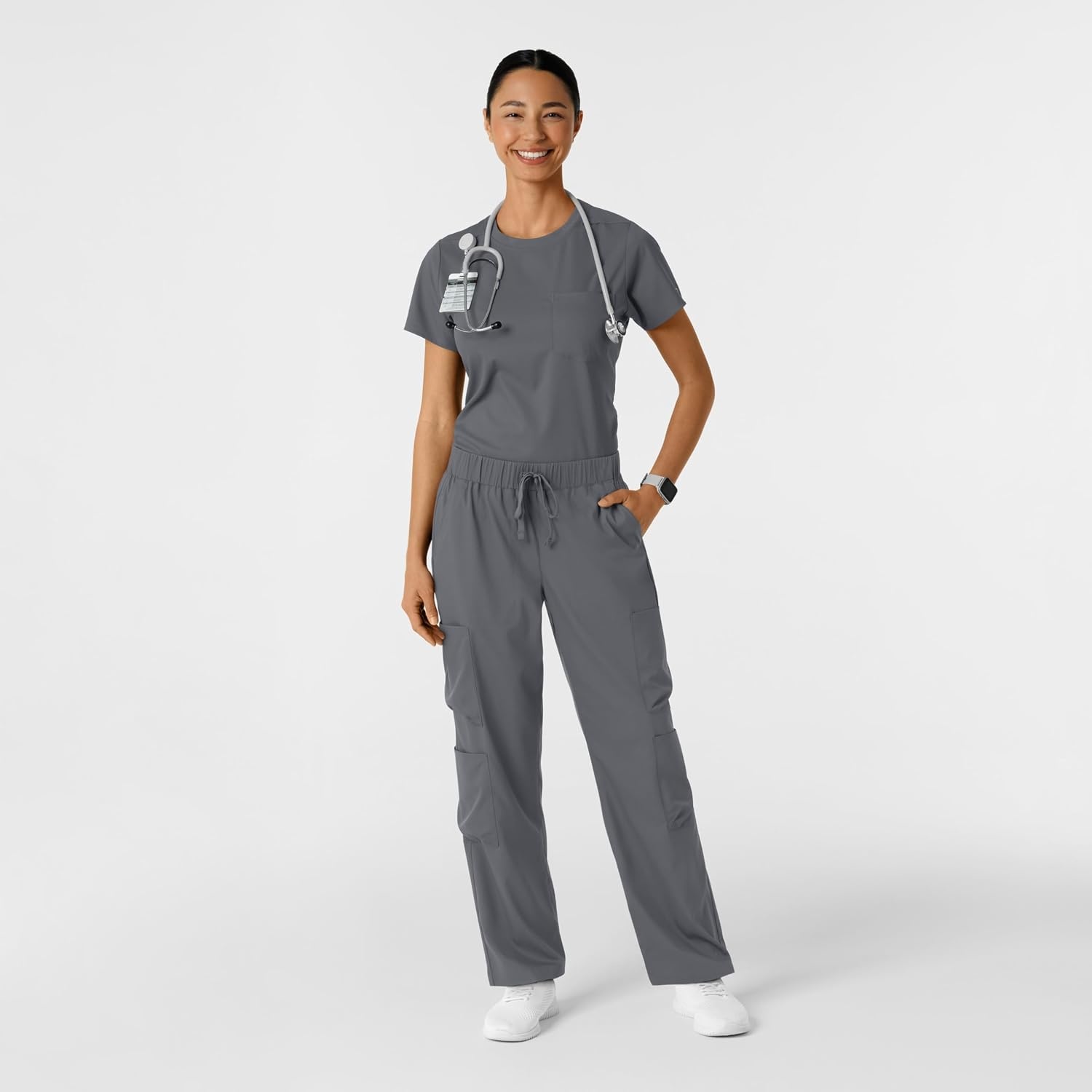 image:imageWink Scrubs for Women Boundless Classic Tee with 1 PocketPewter