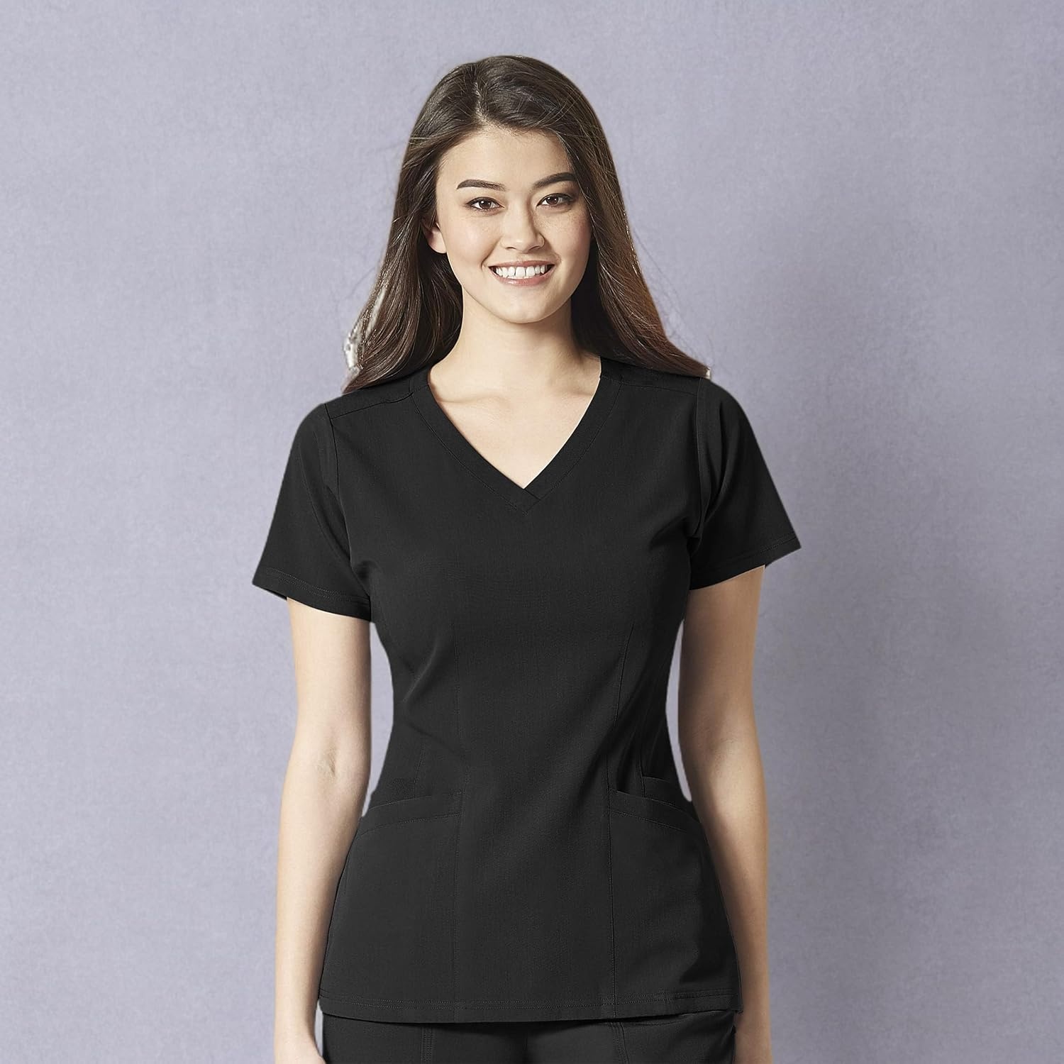 image:imageWonderWink Womens Womens Flex Back VNeck Scrub TopBlack