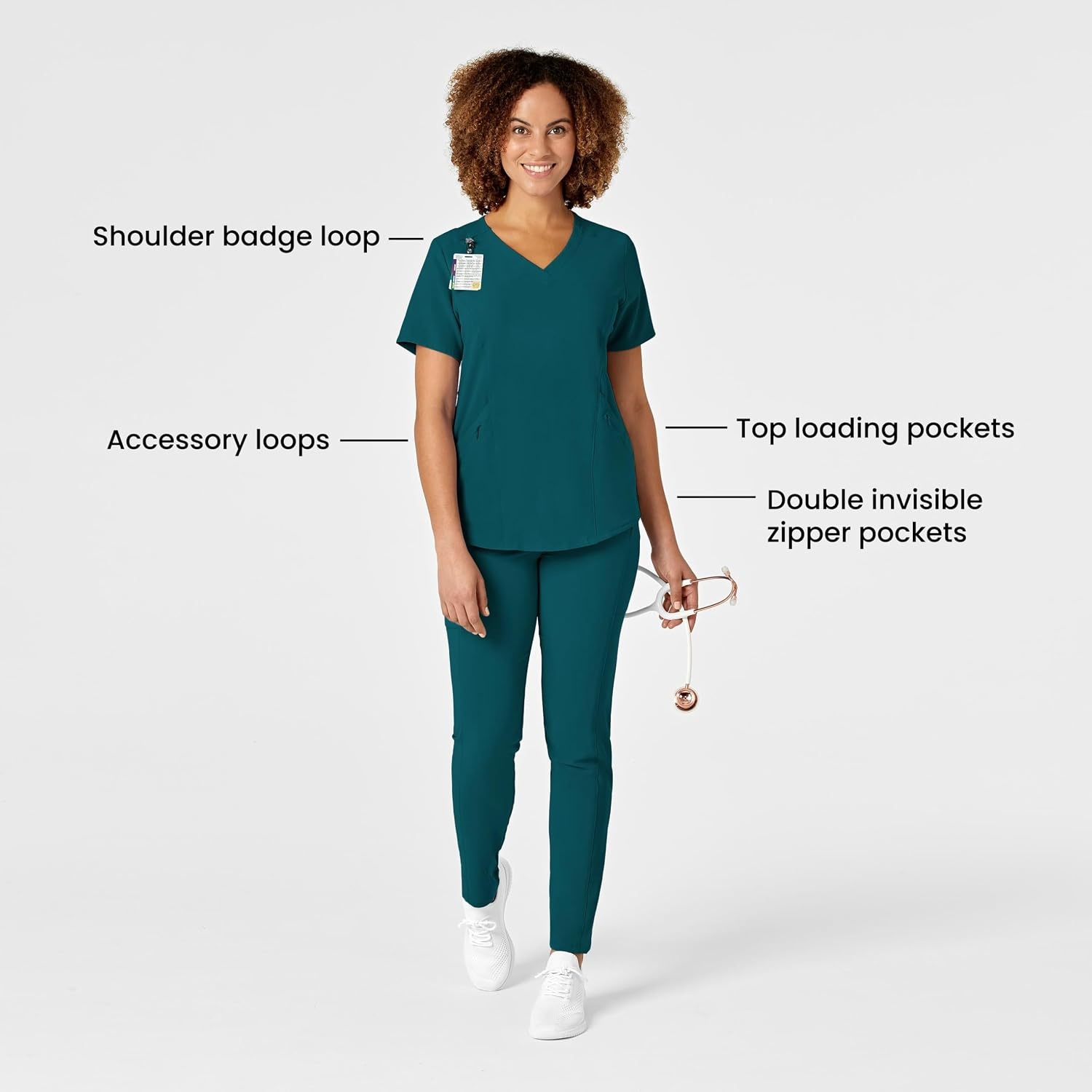 image:imageWonderWink Womens Womens VNeck Scrub TopCaribbean