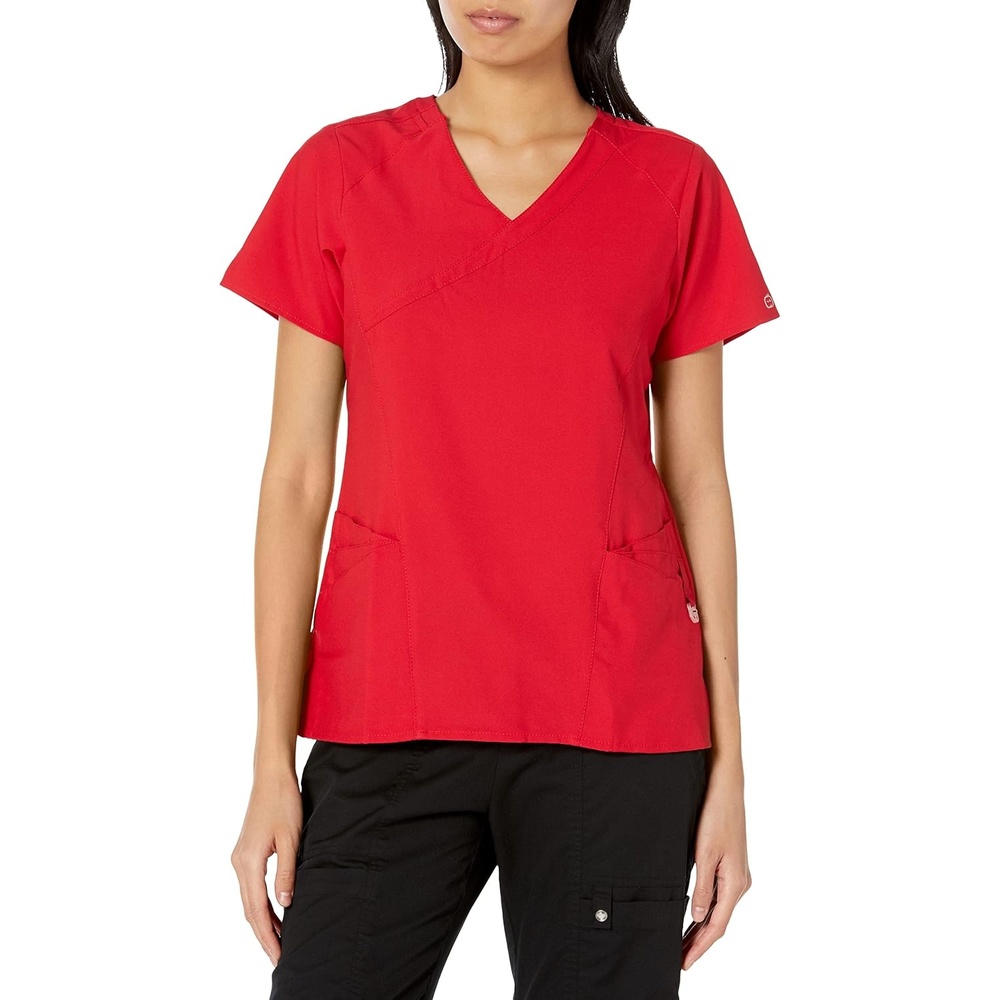 image:imageWINK Renew Womens Mock Wrap Scrub TopRed