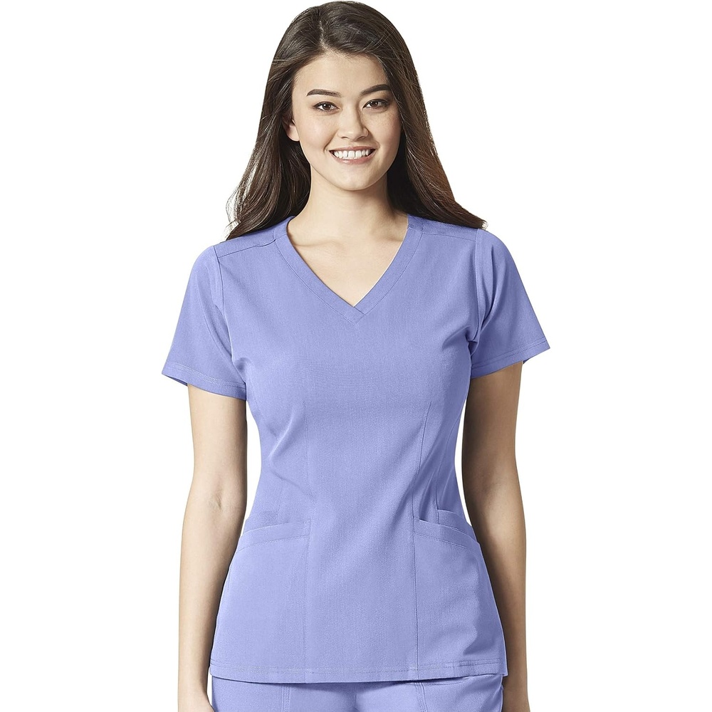 image:imageWonderWink Womens Womens Flex Back VNeck Scrub TopCeil Blue