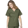 WonderWORK Unisex V-Neck Scrub Top, Olive, 5XL | Unisex Scrub Top Olive V-Neck