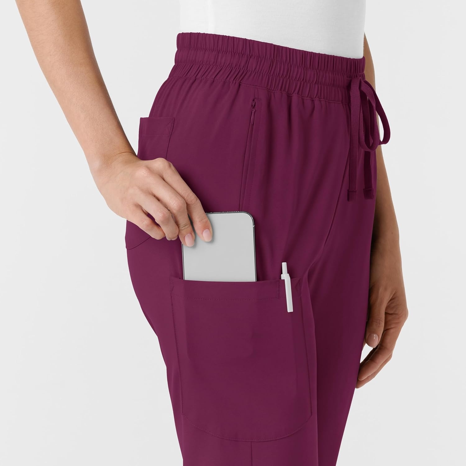 image:imageWINK Boundless Womens Bootcut Scrub Pant Womens Scrub Pant Teal Mid RiseWine