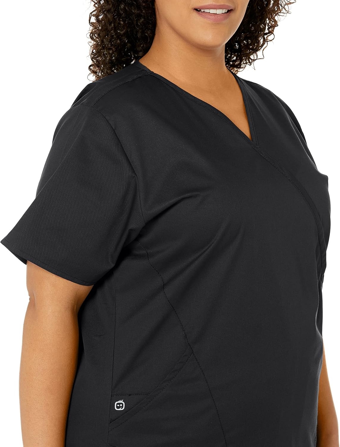 image:imageWINK WonderWORK Womens Mock Wrap Scrub TopBlack