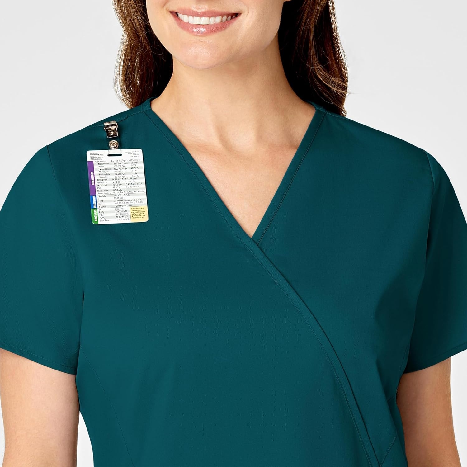 image:imageWINK WonderWORK Womens Mock Wrap Scrub TopCaribbean