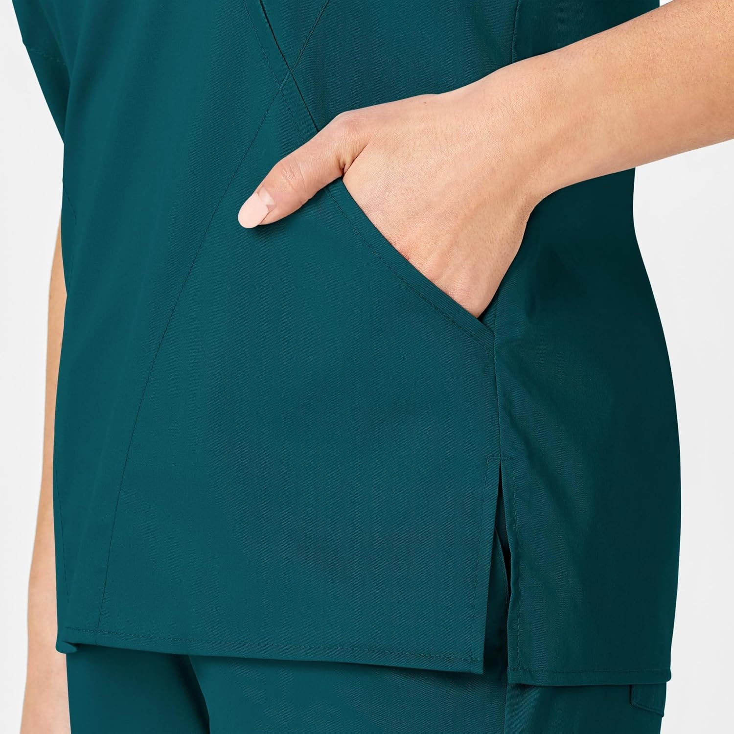 image:imageWINK WonderWORK Womens Mock Wrap Scrub TopCaribbean