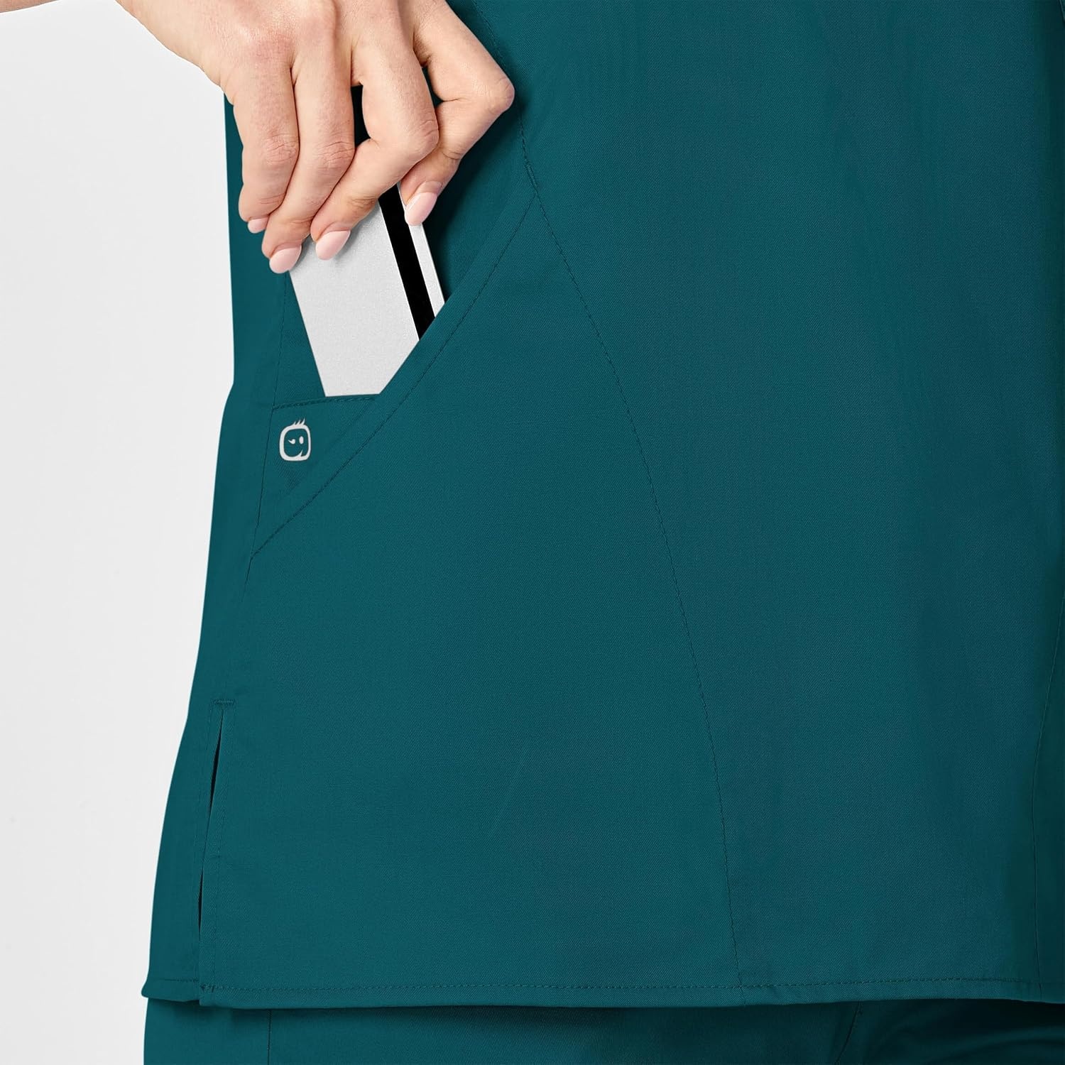image:imageWINK WonderWORK Womens Mock Wrap Scrub TopCaribbean