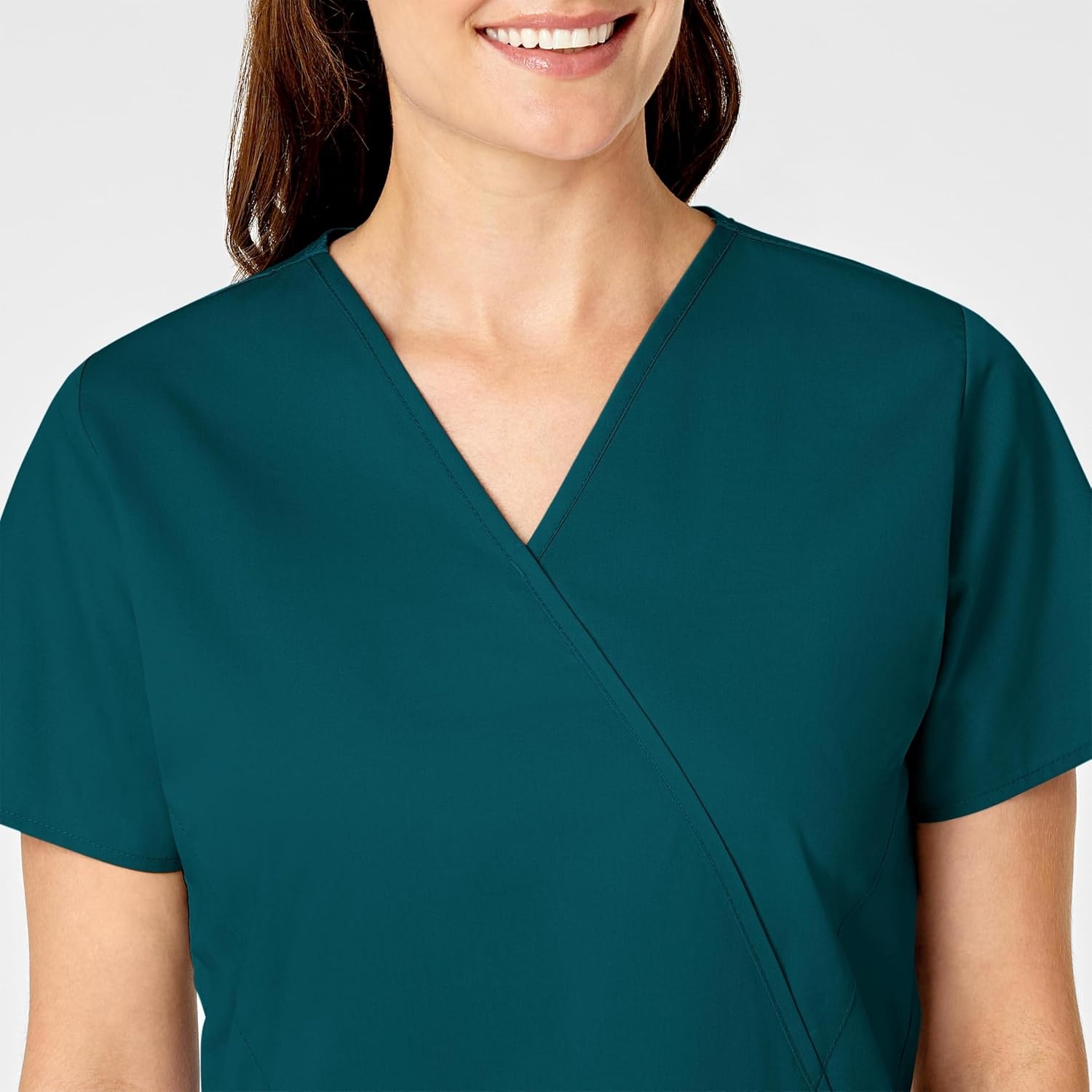 image:imageWINK WonderWORK Womens Mock Wrap Scrub TopCaribbean