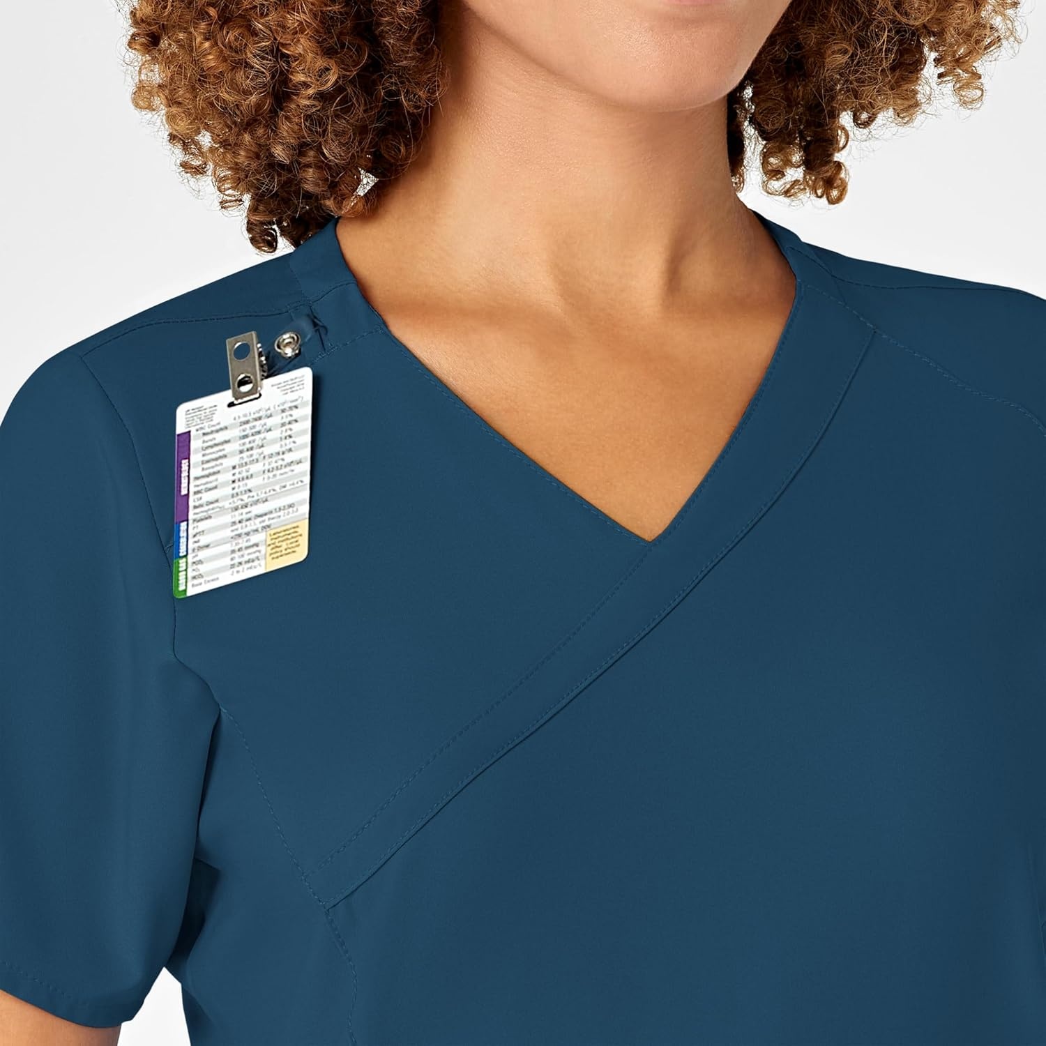 image:imageWINK WonderWORK Womens Mock Wrap Scrub TopCaribbean Blue