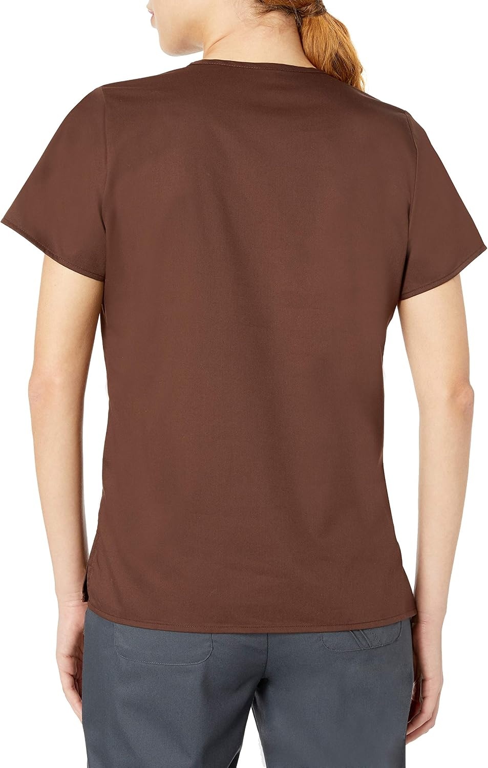 image:imageWINK WonderWORK Womens Mock Wrap Scrub TopChocolate