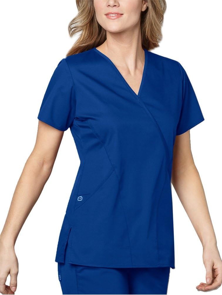 image:imageWINK WonderWORK Womens Mock Wrap Scrub TopGalaxy Blue