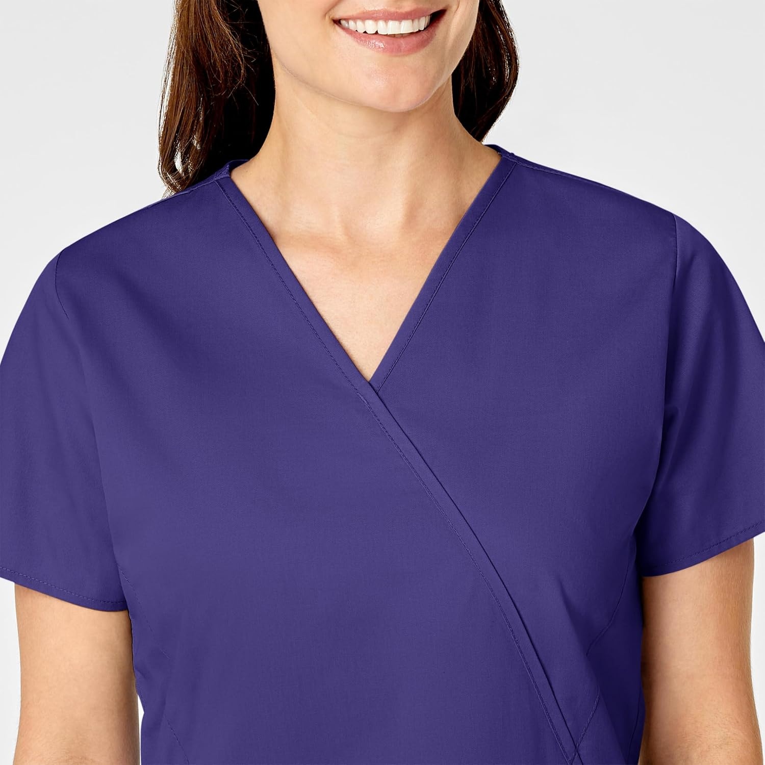 image:imageWINK WonderWORK Womens Mock Wrap Scrub TopGrape