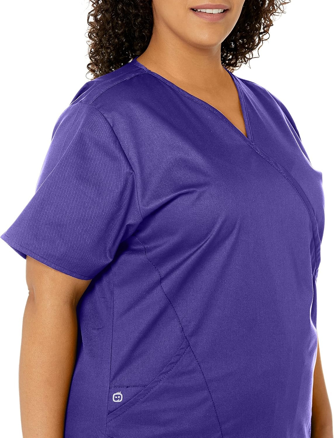 image:imageWINK WonderWORK Womens Mock Wrap Scrub TopGrape