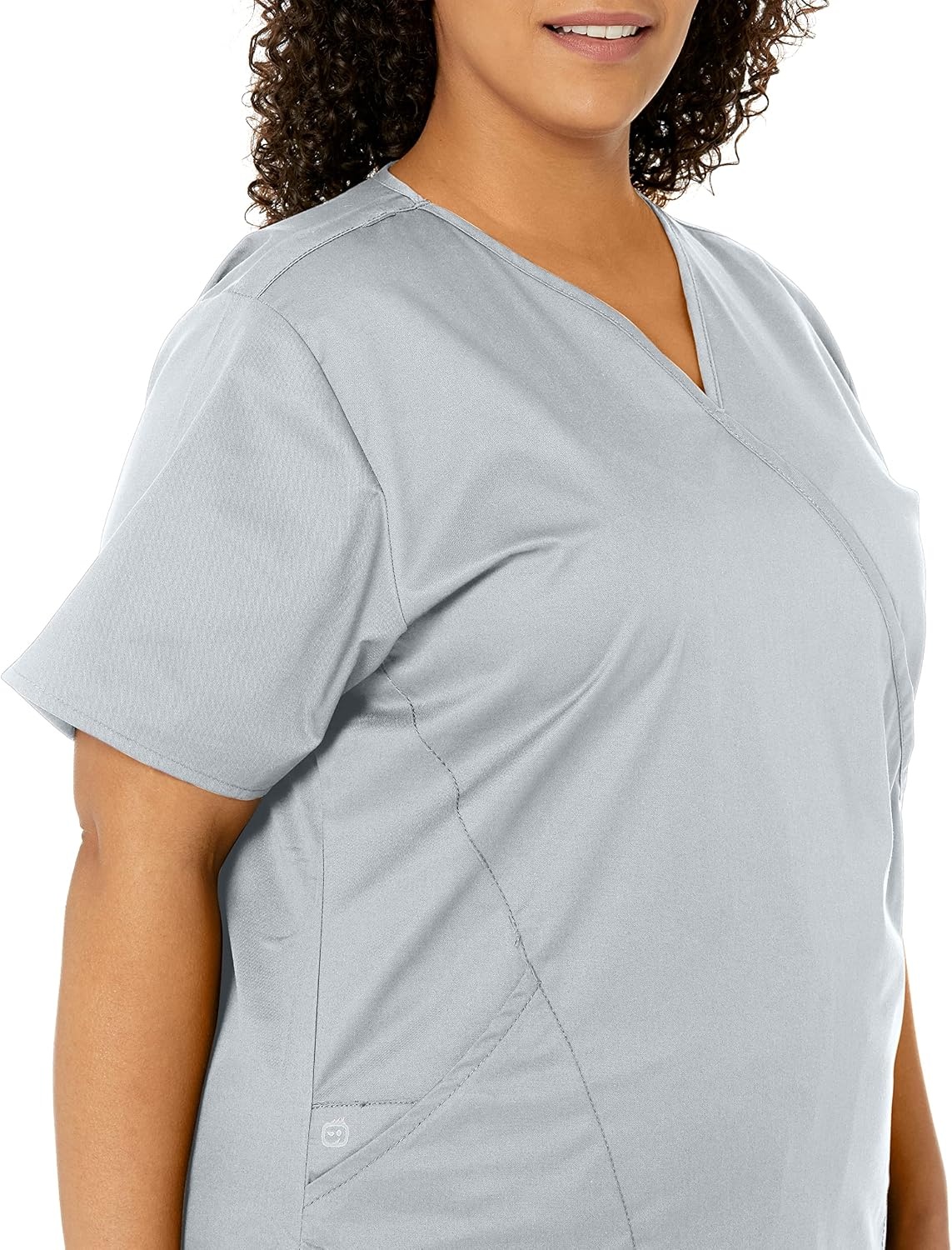 image:imageWINK WonderWORK Womens Mock Wrap Scrub TopGrey