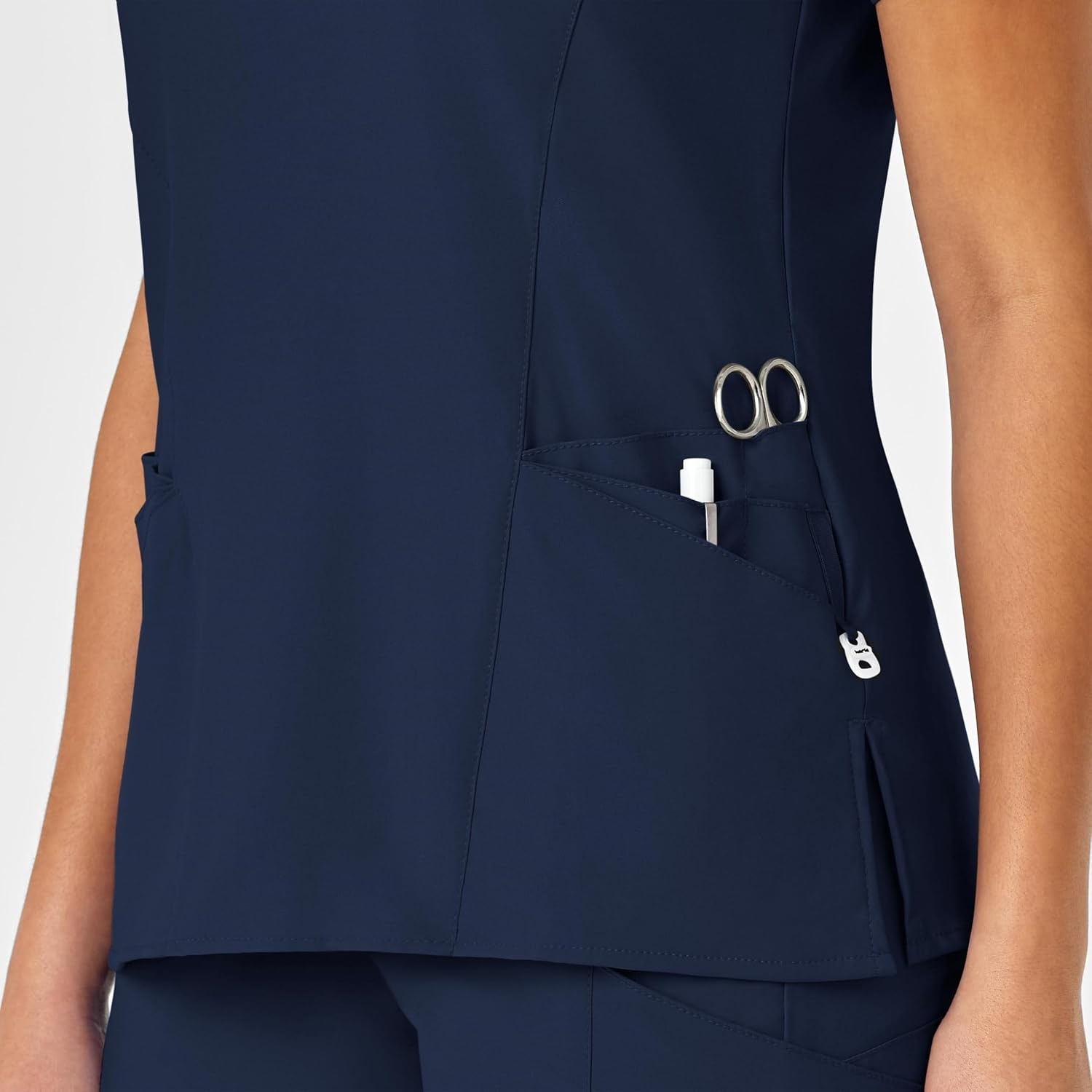 image:imageWINK WonderWORK Womens Mock Wrap Scrub TopNavy