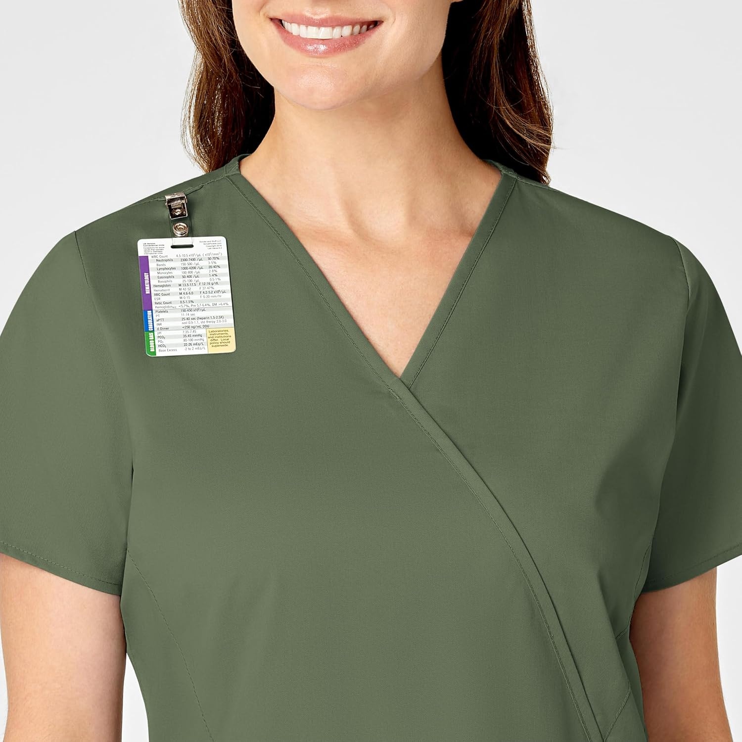 image:imageWINK WonderWORK Womens Mock Wrap Scrub TopOlive