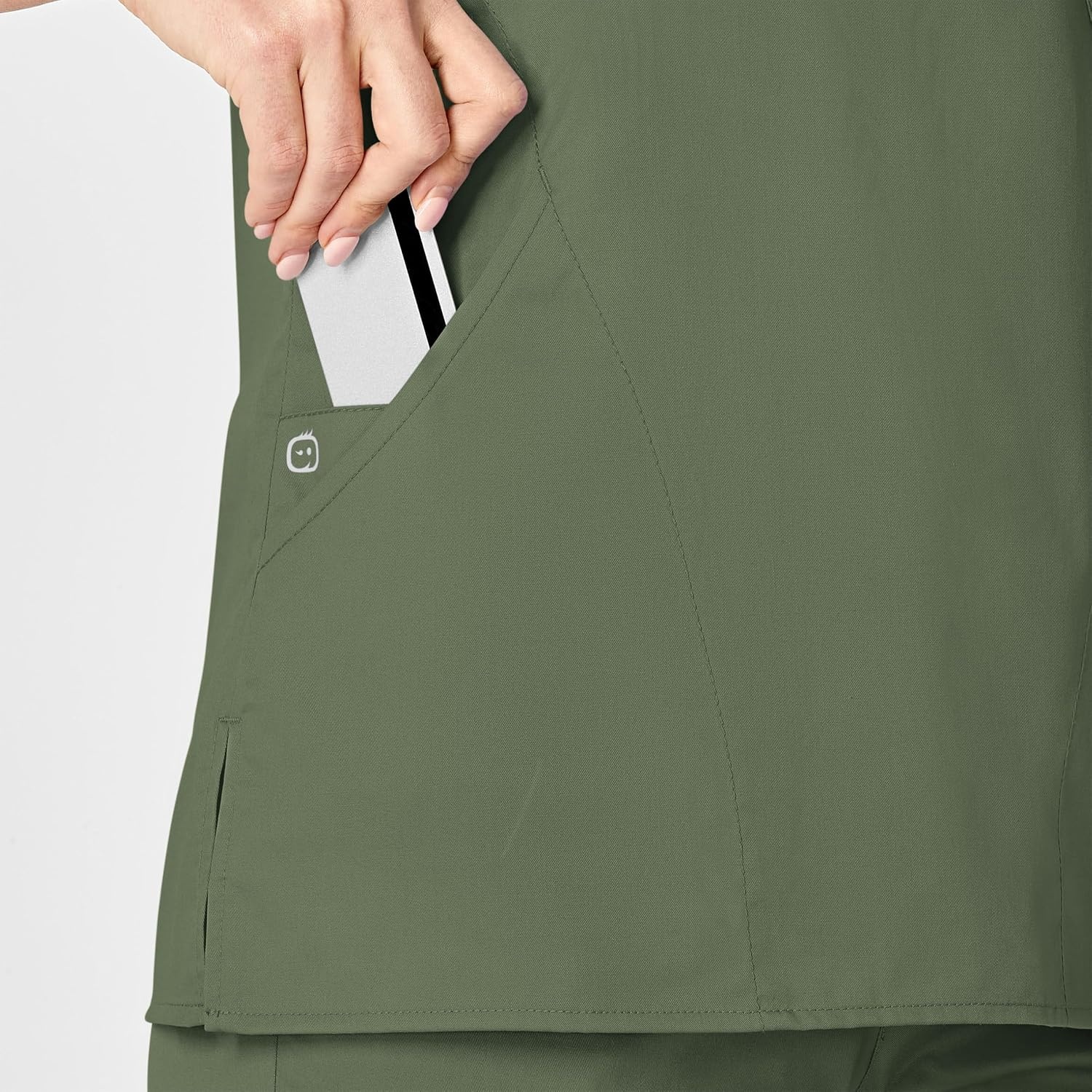 image:imageWINK WonderWORK Womens Mock Wrap Scrub TopOlive
