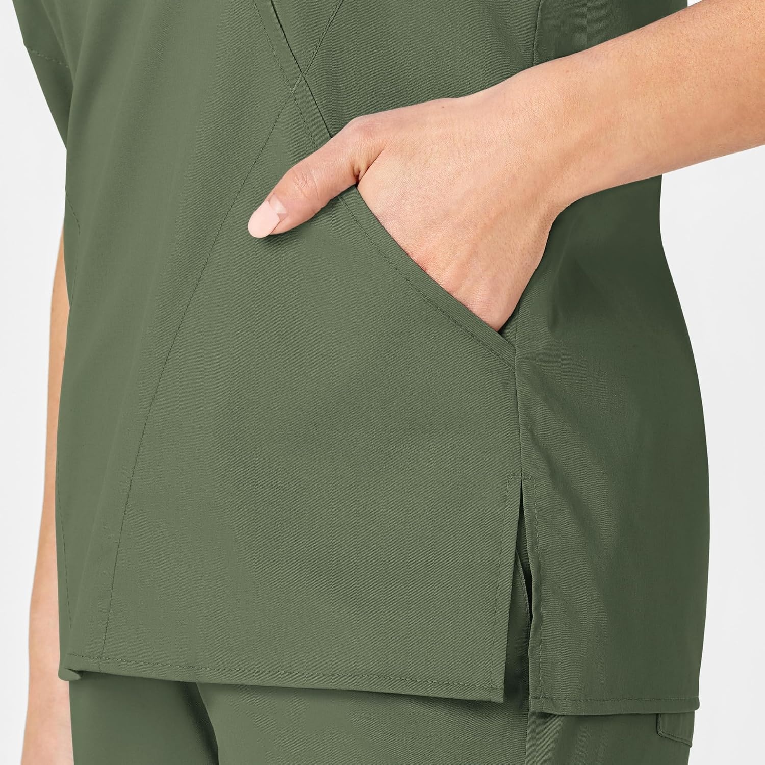 image:imageWINK WonderWORK Womens Mock Wrap Scrub TopOlive