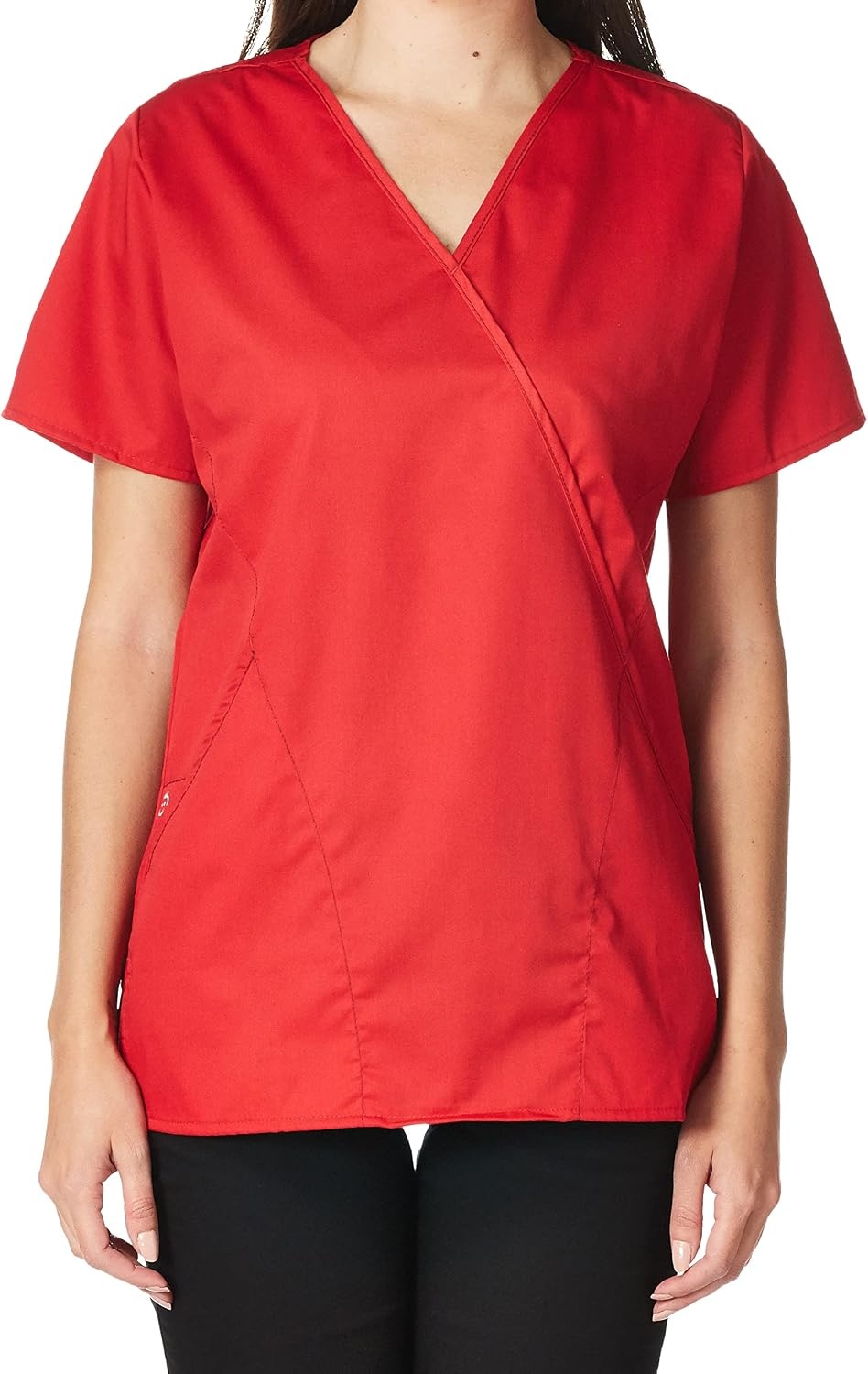 image:imageWINK WonderWORK Womens Mock Wrap Scrub TopRed